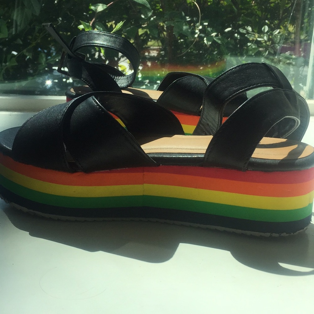 Rainbow chunky heel shoes